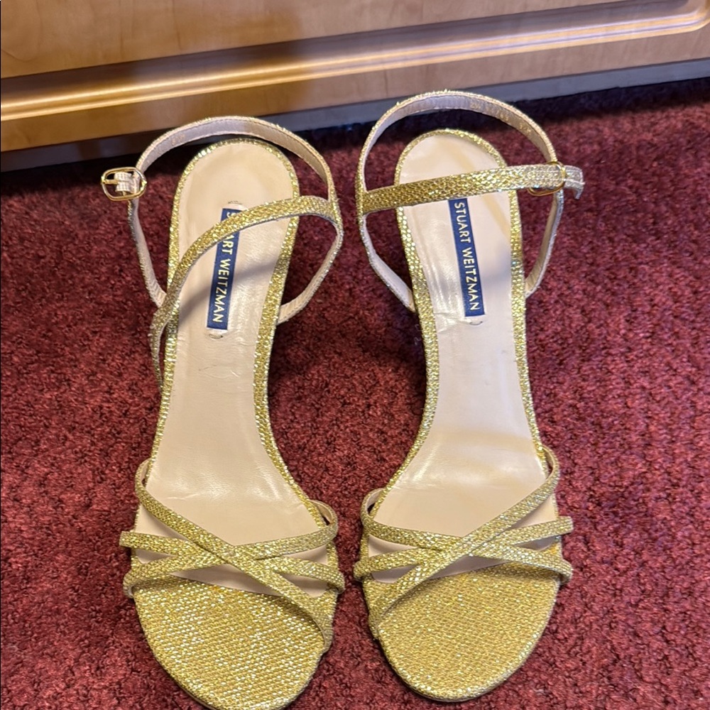 Stuart Weitzman Gold Strappy Sandals